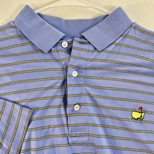 Amen‎ Corner Polo Shirt Mens Large Blue Striped Augusta Masters Golf Embroidered